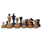 Reproduction Vintage 1930 German Knubbel 3.5" Chess Set in Distressed Antiqued and Ebonised Box wood